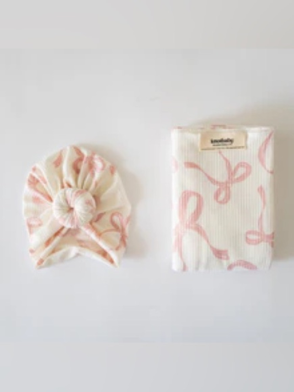 Knot Baby Ribbed Swaddle Blanket + Matching Top Knot Hat